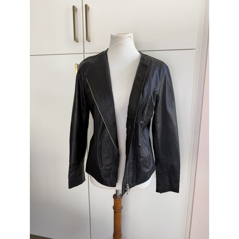 Domenico Vacca Women’s Black Leather Jacket Made in Italy IT 44 US 8 10